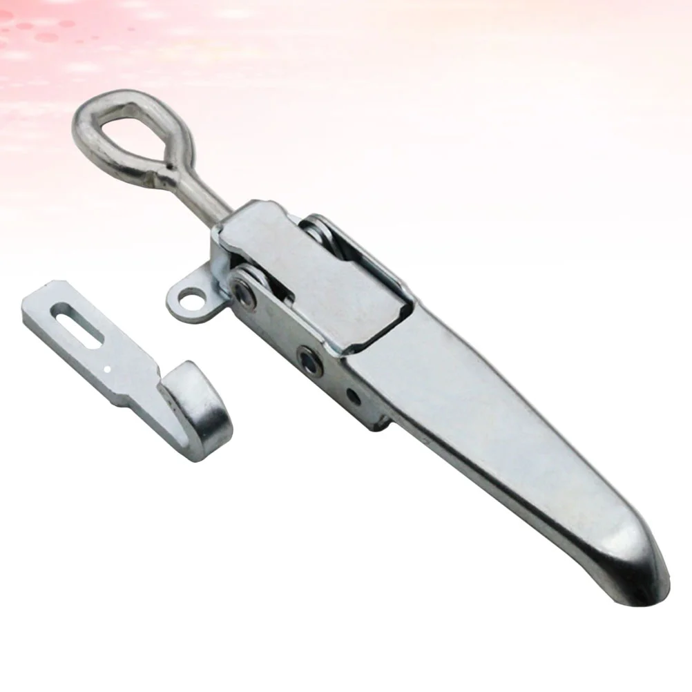 Heavy Trailer Buckle Barrel Hasp Beam Clamp Agrafe Anchor Ear Hasp Multi-use Lock Catch (Silver) Heavy Trailer Hasp