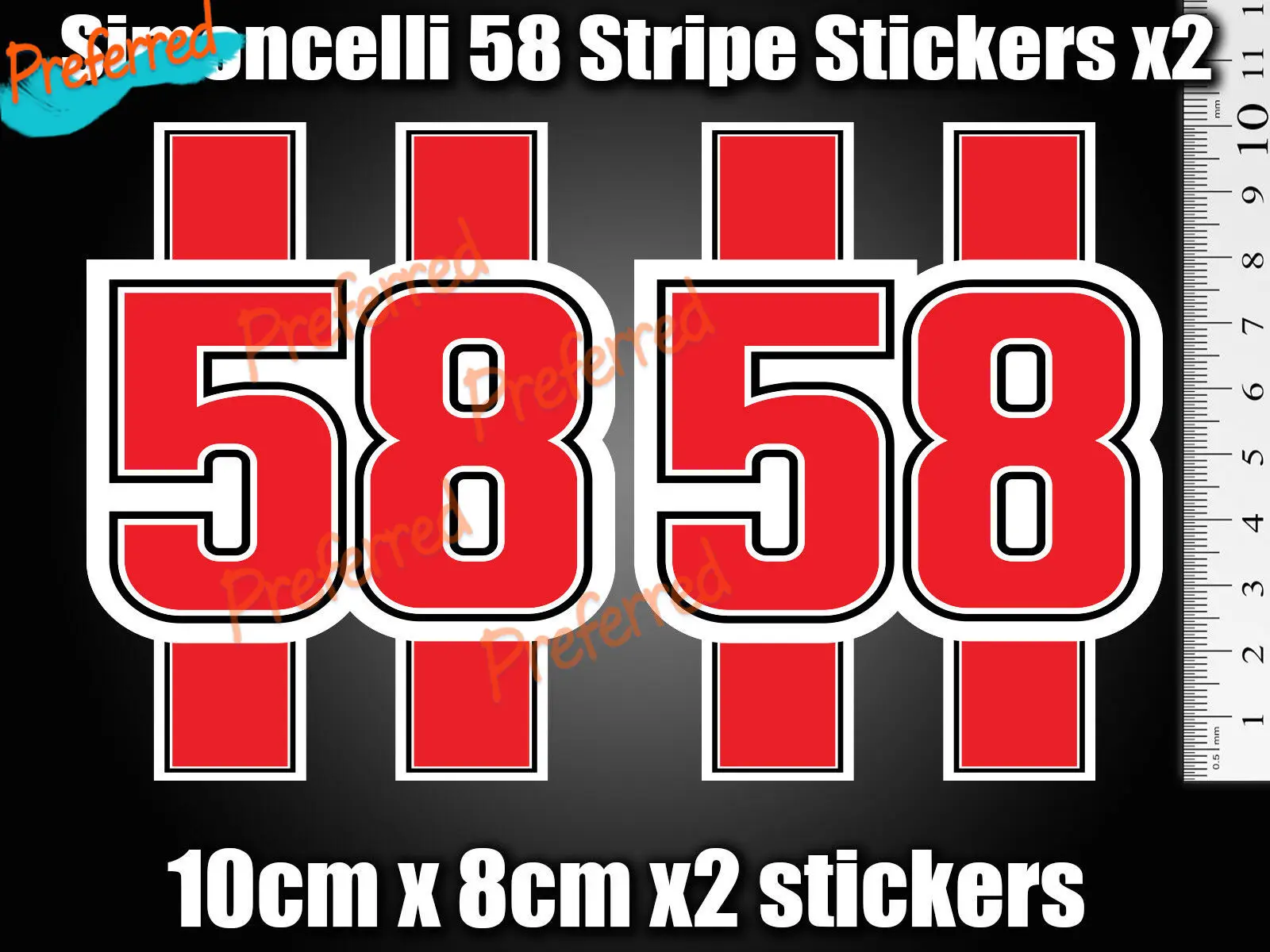 

Наклейка в полоску Simoncelli #58, наклейка x2 GP для гоночного велосипеда, автомобиля, скутера