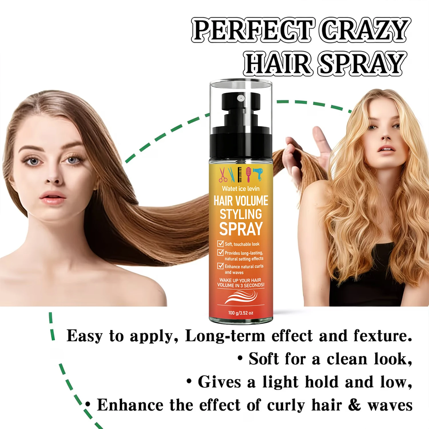 Water Ice Levin Volume Styling - đánh giá và giá Setting Spray