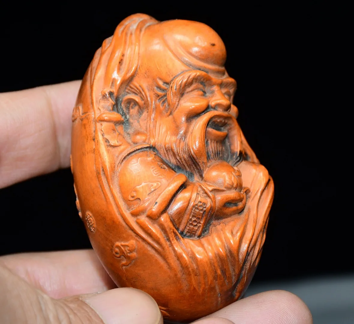 Old Boxwood peach the god of longevity God of Longevity immortal Handheld components Amitabha Buddha Study Amass wealth Ornament