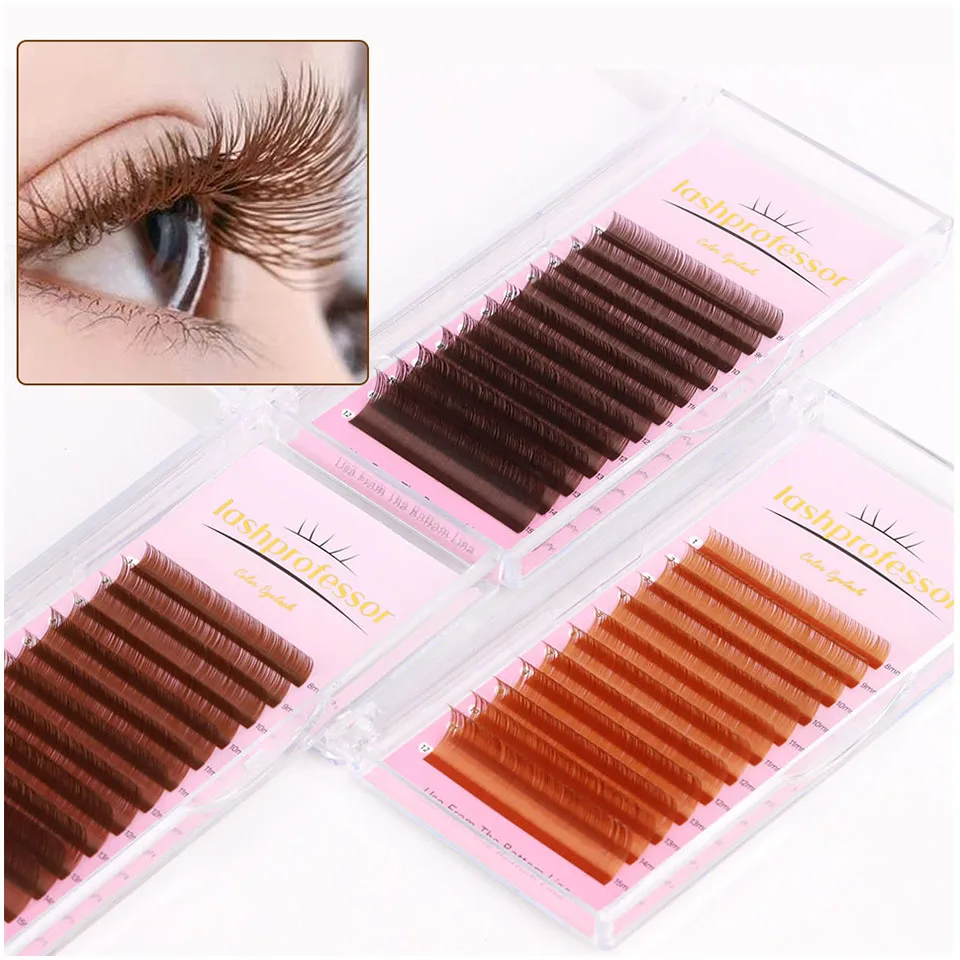 

Dark Brown Eyelash Extension Maquillaje Makeup Individual Eyelash High Quality Soft Natural Synthetic Mink Color Korean Eye Lash