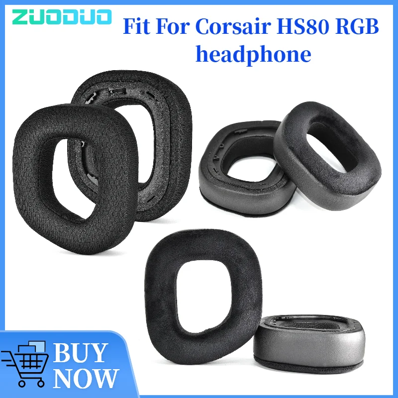

ZUODUO Replacement Earpads for Corsair HS80 RGB Earmuffs Ultra-soft Sponge Cushion Cover Repair Parts Headphone