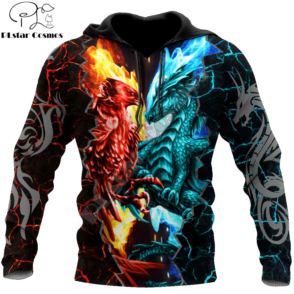 

Dragon and Phoenix ice fire tattoo 3D All Over Printed Fashion Men's Hoodie Unisex zipper Hoodie Casual Tracksuits KJ985