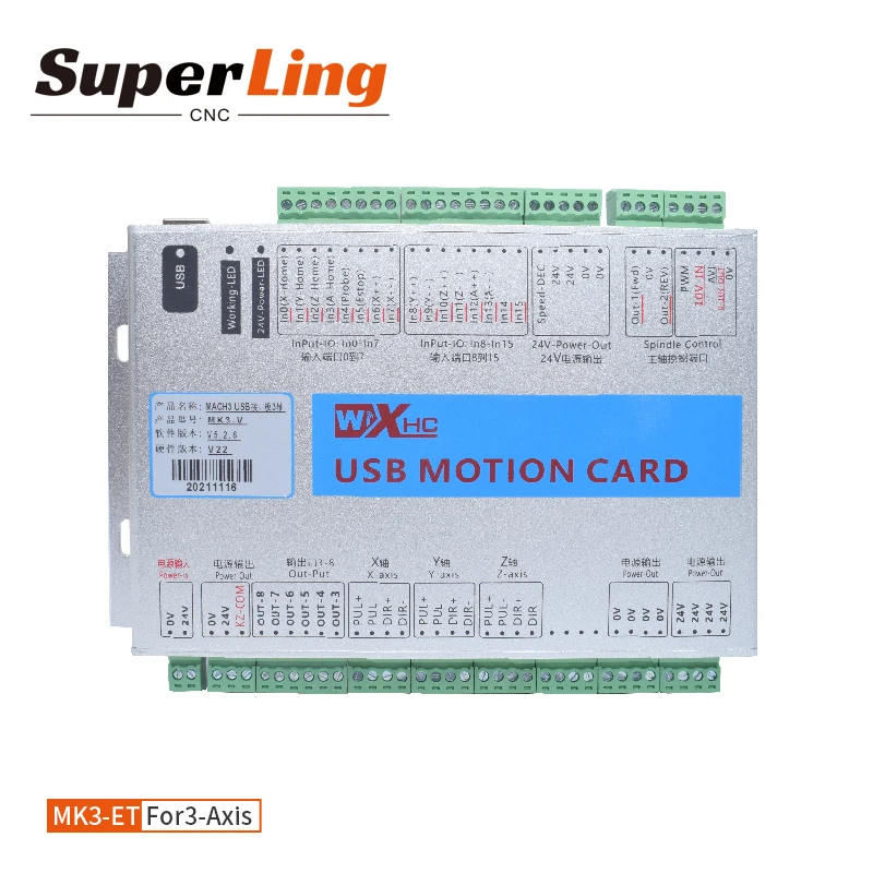 XHC Mach3 3 Axis Milling CNC Controller Board Motion Control Card Ethernet Breakout Board MK3-ET for Router Milling Machine
