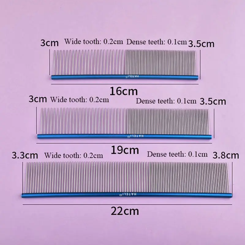 스테인레스 스틸 반려동물 미용 스타일링 빗, 개 그루밍 빗, 길고 두꺼운 털 털 제거 브러시, 반려견 그루밍 빗, 16 cm, 19 cm, 22cm