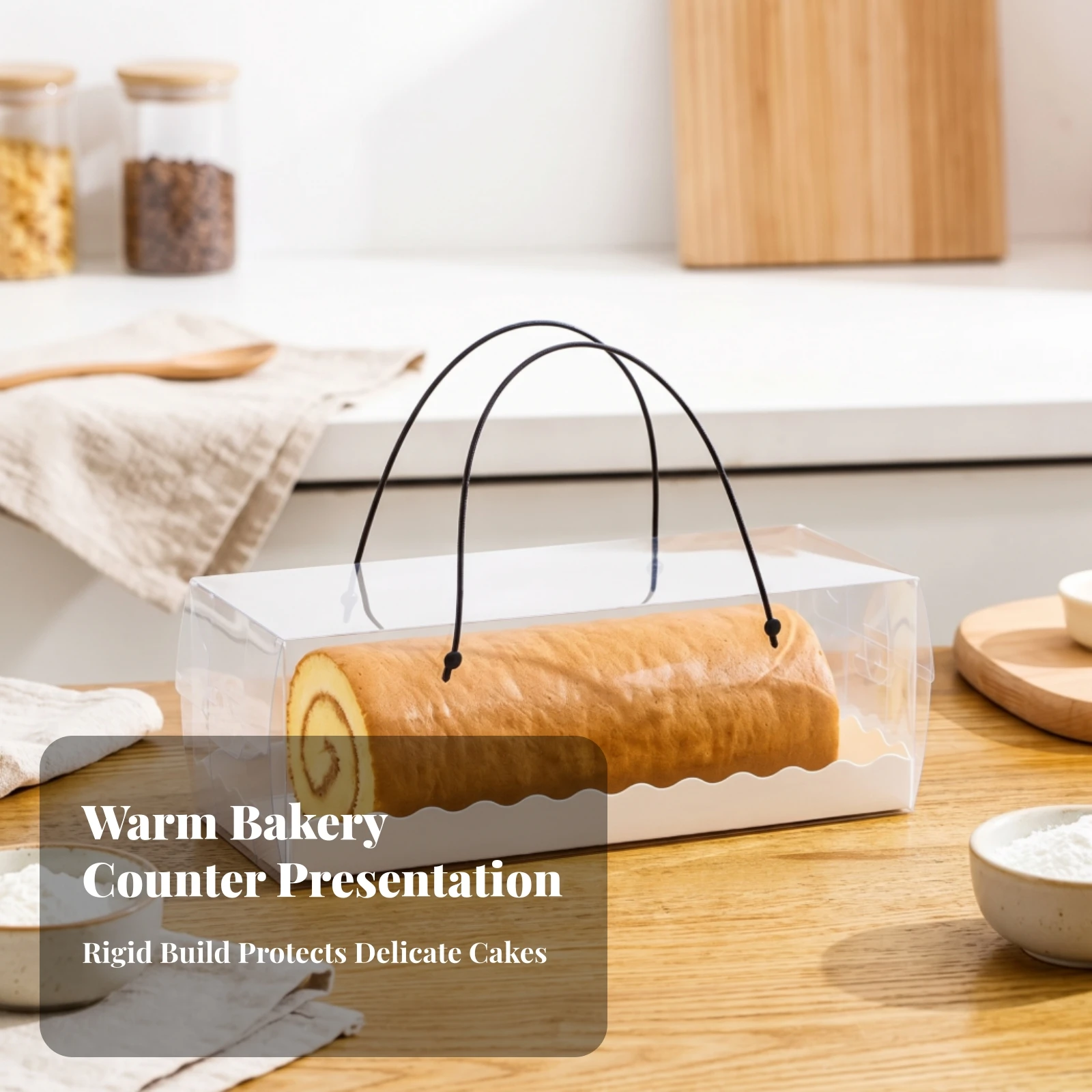 10 Pieces Containers Easy-Carry Cake Container Pastry Container with Handle High-Visibility for Bakers, Gifting, Takeout