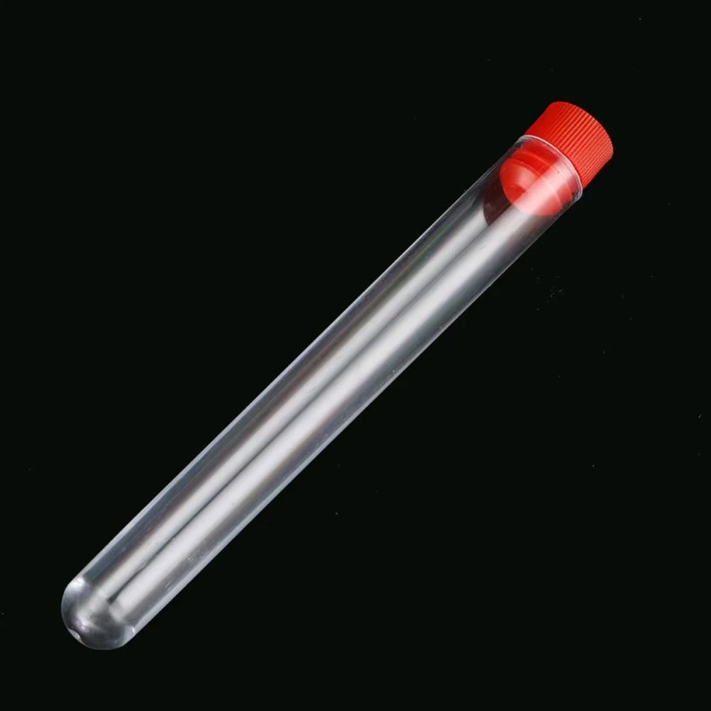 5-100 Pcs Disposable 12*100mm Hard Plastic Transparent Test Tubes With Cap 6ml Round Bottom Test Tube Laboratory Supplies