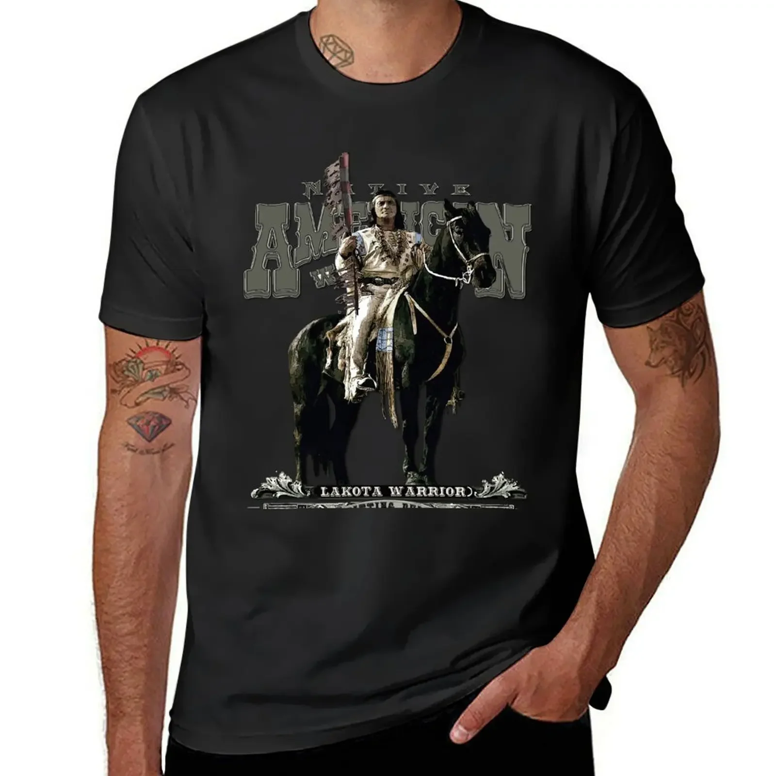 Sitting Bull - Lakota Warrior T-Shirt Short sleeve tee oversized graphic tee plain anime men graphic t shirts