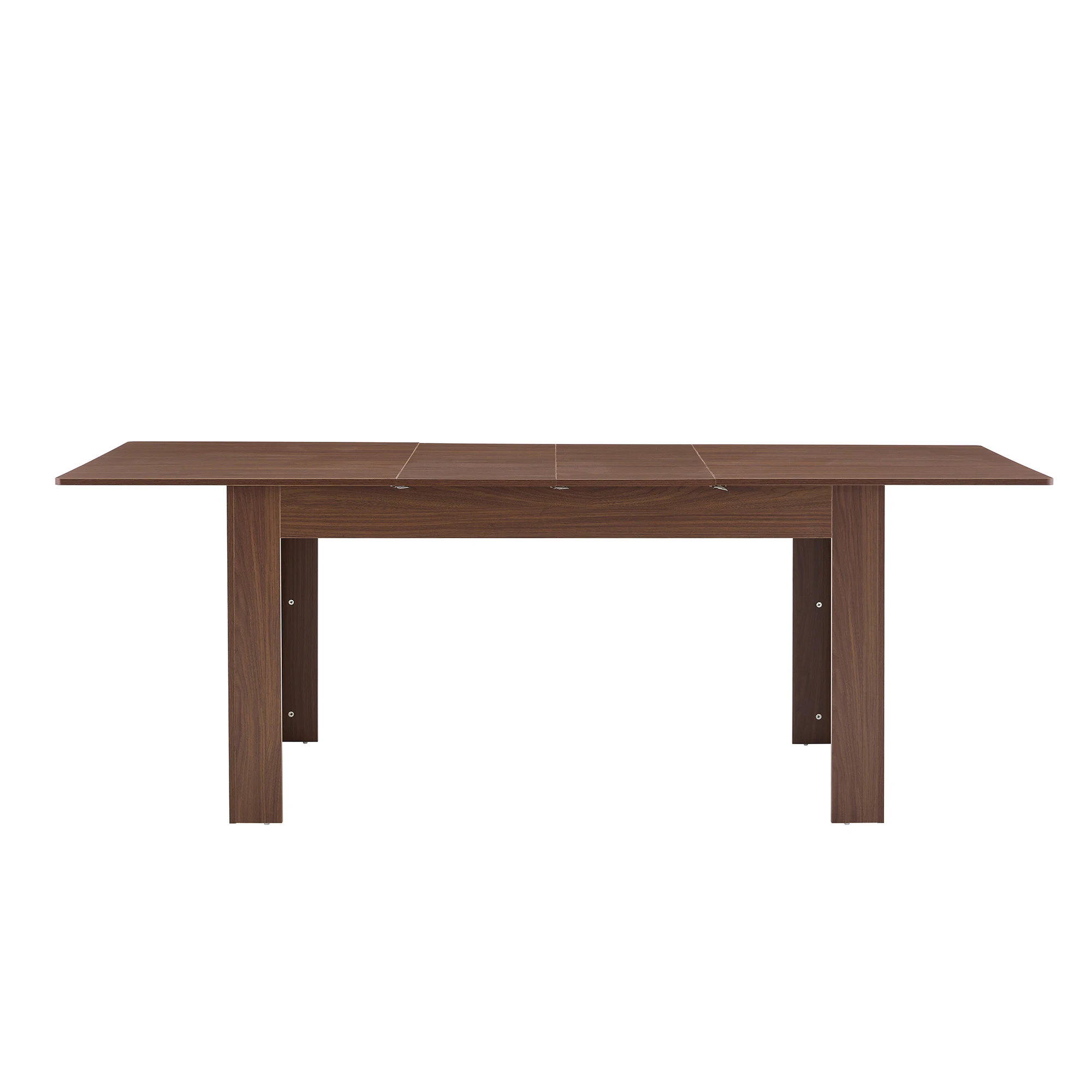 # Extendable Rectangular Dining Table Set Modern Expandable 2 Drop Leaves Walnut Finish Space-Saving MDF Eco-Friendly Durable