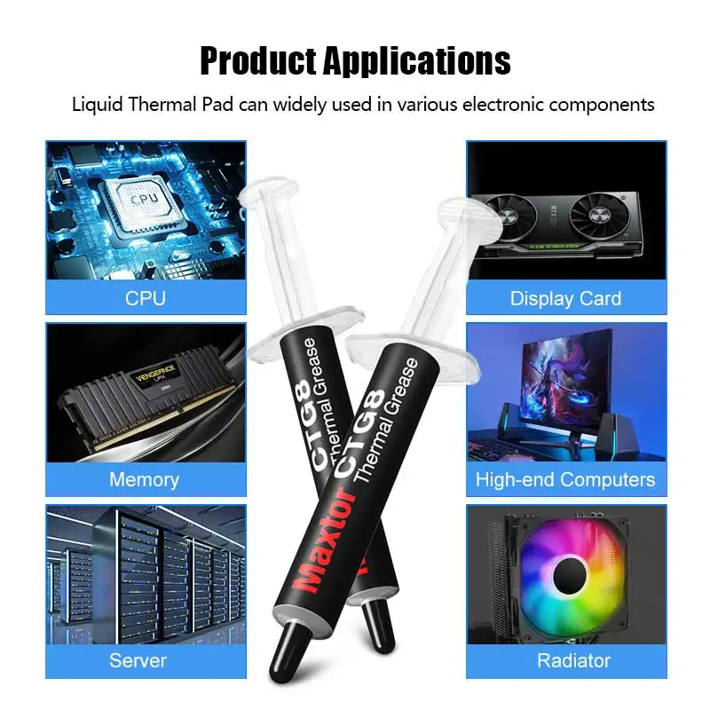 12.8W/mk Maxtor CTG8 20g Thermal Paste Heat Conduction Compound Silicone Grease For Computer PC Laptop CPU GPU Video Card Chips