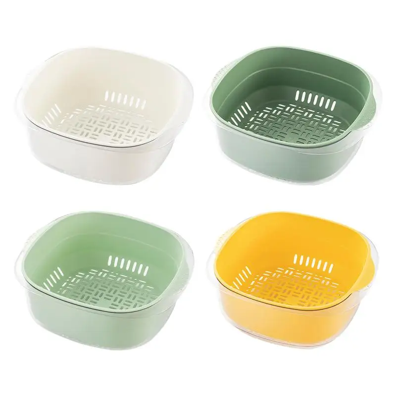 Fruit Washing Strainer Portable Food Washing Bowl Reuseable Vagetable Drain Basket Transparent Thickened Fruit Basket For home