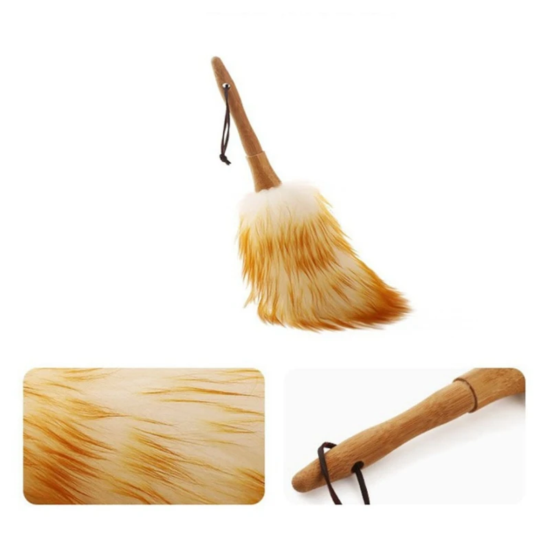 2X Wool Brush Duster Blinds Kitchen Keyboard Dust Cleaning Tool Car Duster Interior/Exterior Cleaner Smart 48Cm