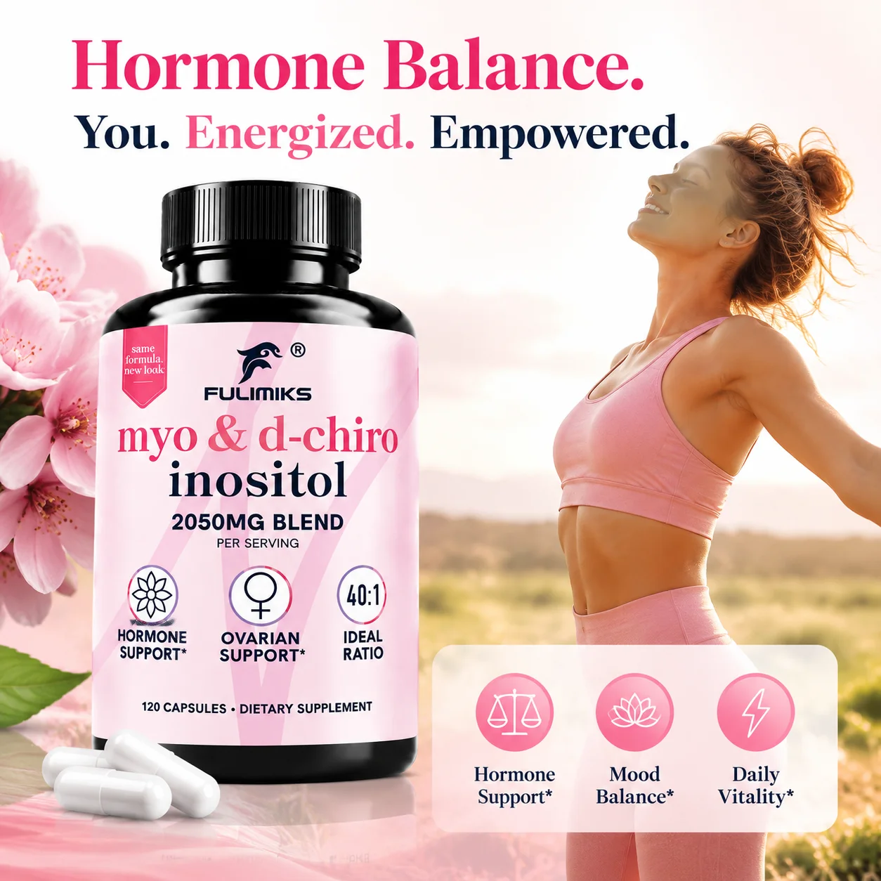 Myo & D-Chiro Inositol Supplement,for Hormone Balance,Fertility Ovarian Health & Cycle Support,Myoinositol 2000mg & D Chiro 50mg