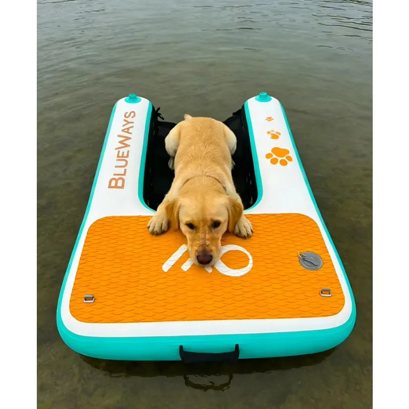 Inflatable dog boarding ramp PVC non-slip floating platform and floating board, suitable for swimming pools, lakes, docks