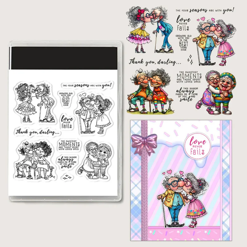 Suncraft Funny Love Old Couples Clear Stamp DIY Scrapbooking Supplies Silicone Stamp For Card Making Albums Crafts Decor