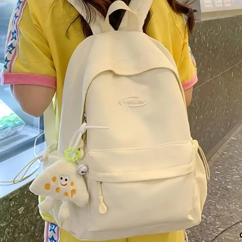 

Women Backpack Solid Color Rucksack Korean Styles Backpack Nylon Backpack