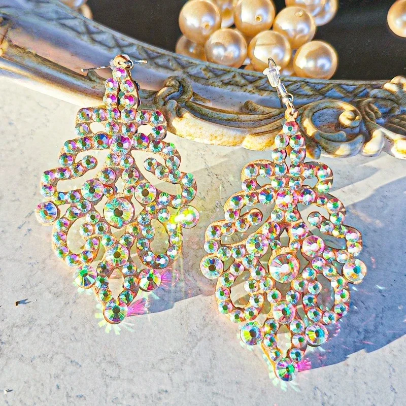 Handmade Belly Dance Ears Jewelry Rhinestones Earrings Latin National Standard Modern Dance Accessories Glittering Drop Earrings