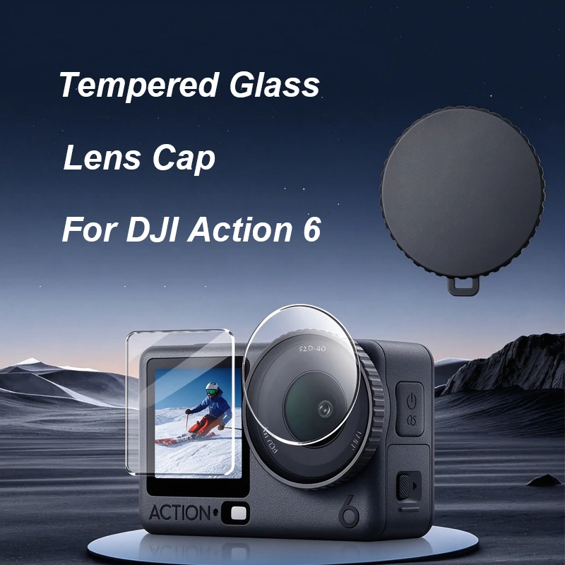 Tempered Glass 9H Screen Protector for DJI Action 6 Lens Cap Anti-scratch Cover for Dji Action6 Action Camera Accessories