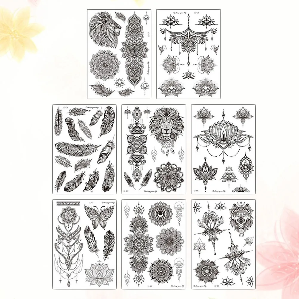 

8pcs Vintage Temporary Tattoos Waterproof Body Sticker For Women Men Art Design Face Arm Leg Breast Decor Skin Safe