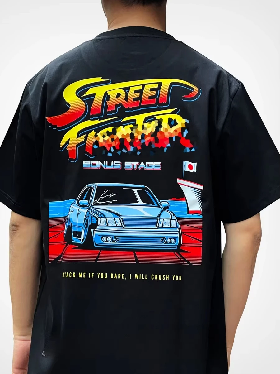 2025 منتج جديد تصميم ستريت فايتر الكرتون تيشيرت بأكمام قصيرة للرجال والنساء الشارع الاتجاه موضة الفتيان والفتيات بلايز