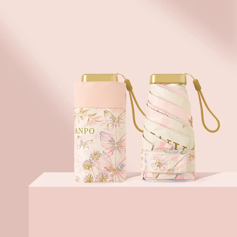 

Portable Sunade Umbrella Women's Sun Bloing UV Protection Folding Rain And Sun Umbrella Aluminum Alloy Handheld