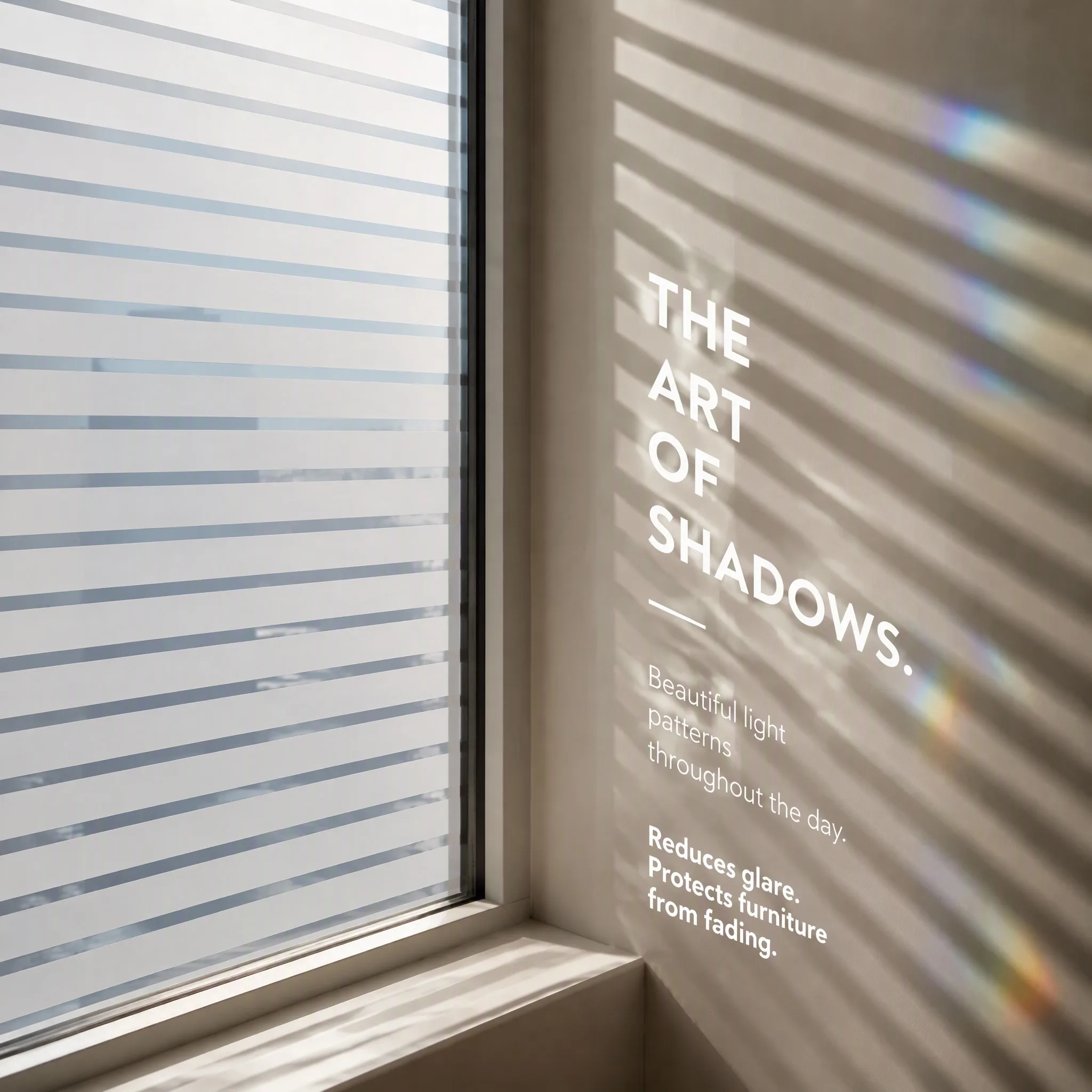 Minimalist Thin Line Self Adhesive Frosted Window Film Privacy Glass Sticker Anti UV Opaque Horizontal Strip for Home Decor