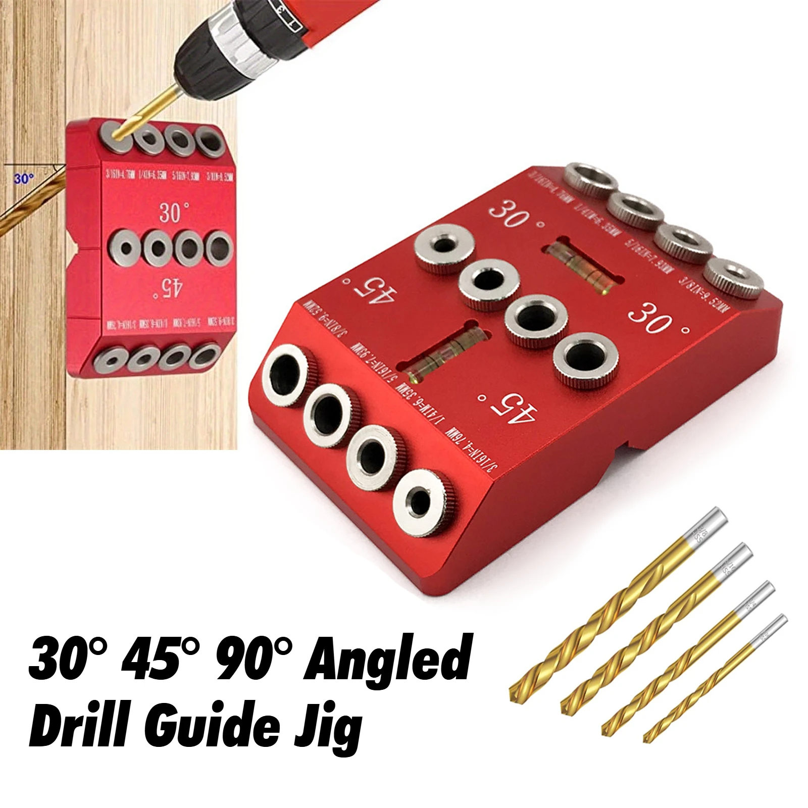 

30 45 90 Angled Drill Guide Jig for Cable Railing Lag Screw Kit Wood Post Drilling Degree Angle & Straight Holes Stair Handrail
