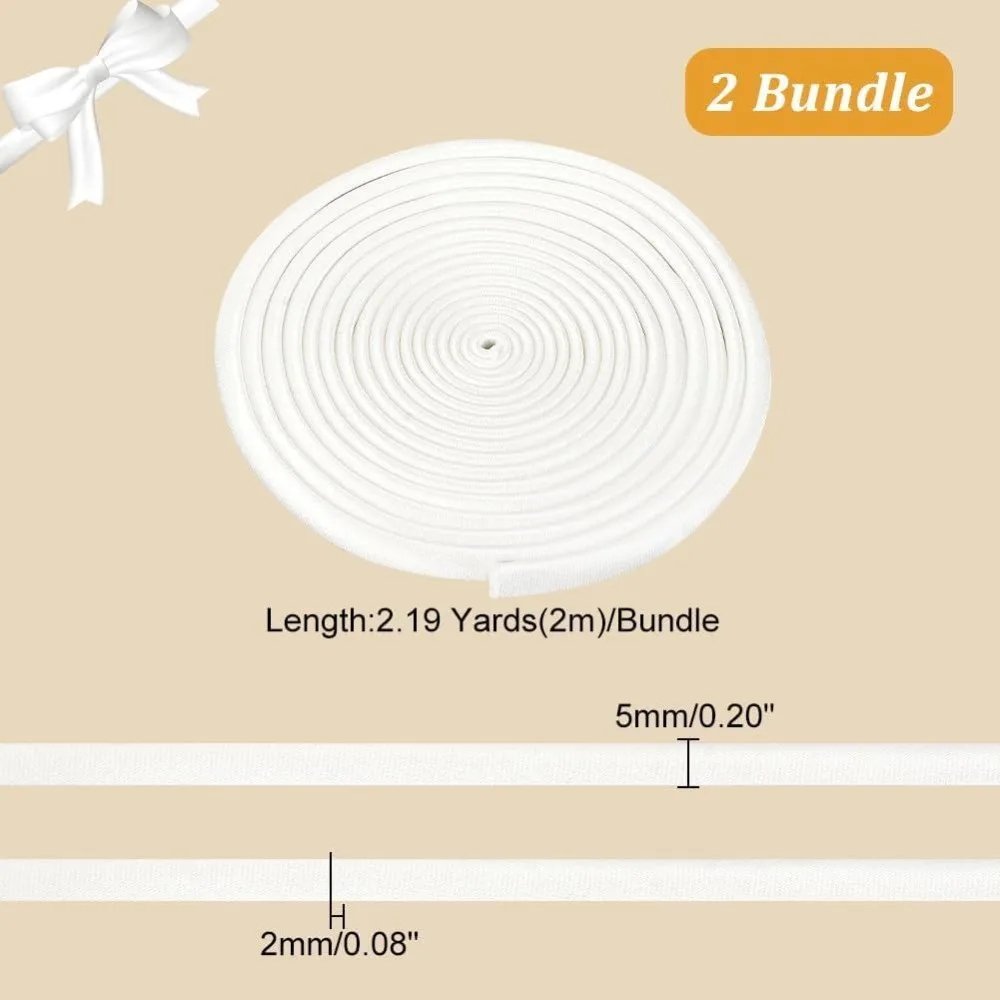 2 Bundle 78.7 Inches Women's Tie Back for Wedding Bridal Gown 0.2 Inch Adjustable Lace up Dress Cord Back Corset Ribbon