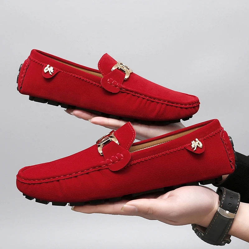 Mens Casual Leather Slip on Shoes Comfy Fashion Loafers Women Business Soft Shoes All-match Man Walking Flats Driving Footwear