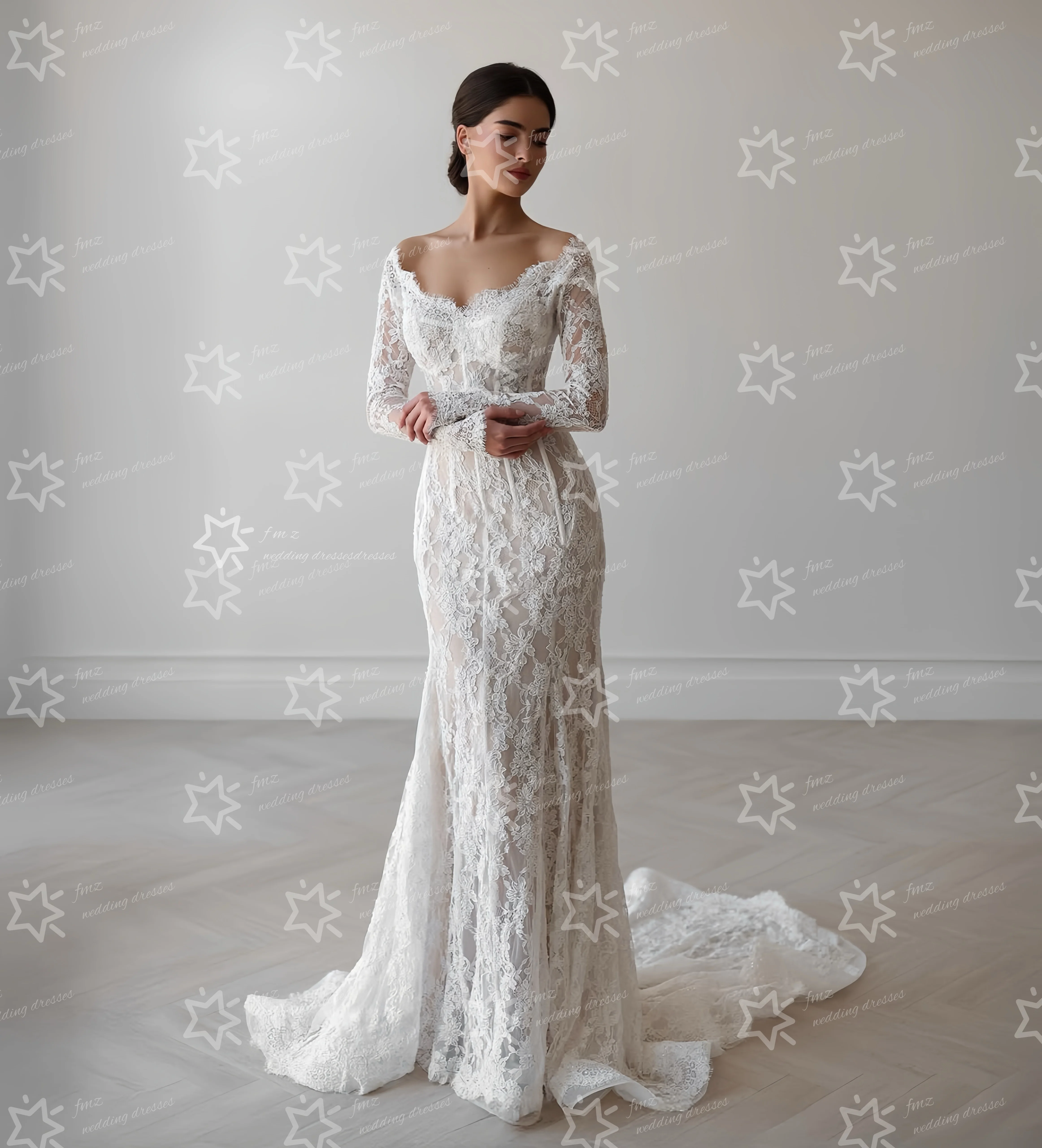 Customzied Sweetheart  Collar Mermaid Unclosable Tail wedding dress  vestidos de novia amanda novias amanda novias official