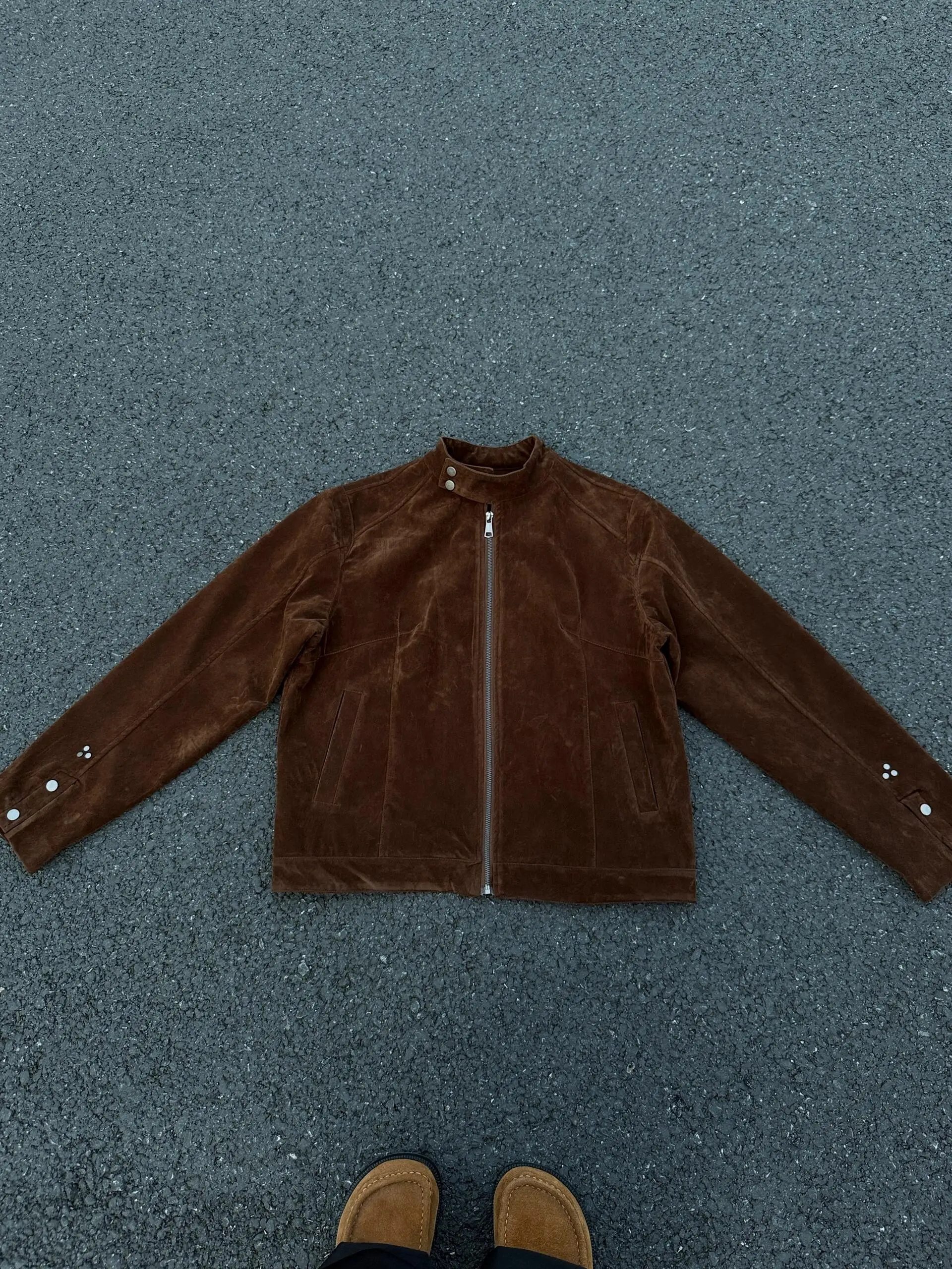 

Мужская куртка-харингтон коричневого цвета с воротником-стойкой, винтажный стиль, для работы и повседневной носки, свободный крой, из полиэфирного волокна, для осени и весны