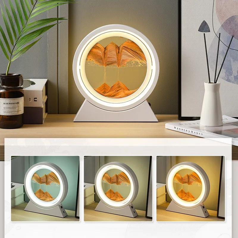 Creative Dynamic Hourglass Light, Aesthetical Quicksand Painting, Desktop Ornament, Atmosphere Table Lamp, Sandscape Lamp