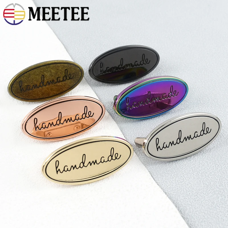 5/10/20/30Pcs Meetee 20X40mm Handmade Metal Bags Label Tag Decorative Buckle Clasp Purse Button DIY Hardware Accessories