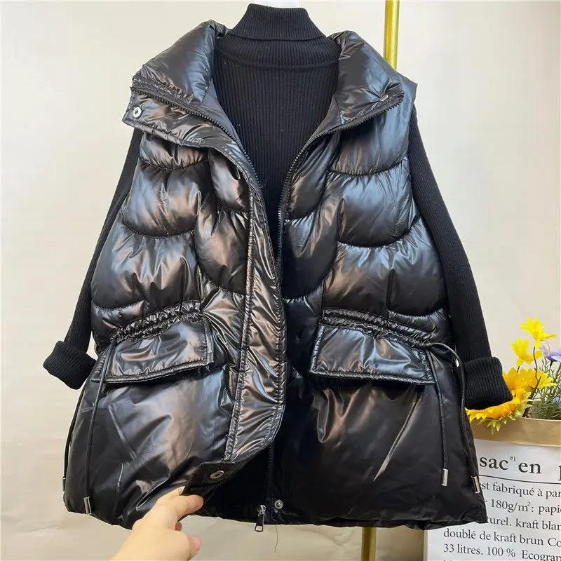 Woman Cotton Vest Mid-Length Women Coat Autumn Ladies Loose Casual Waistcoat Thick  Female Sleeveless Jacket Vests G822