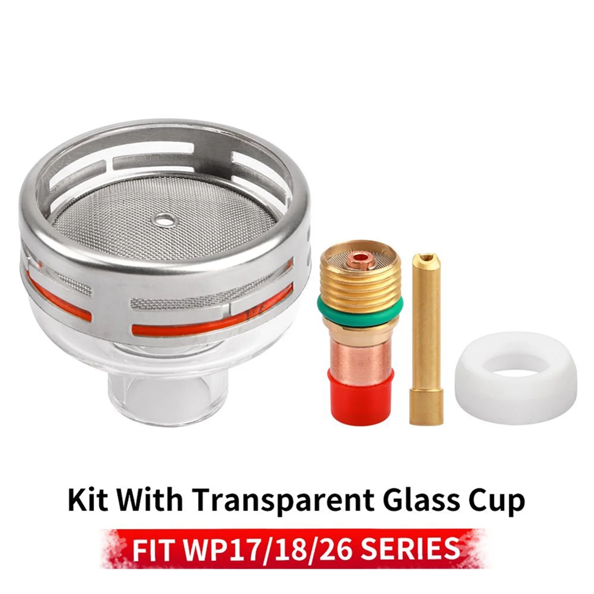 A002 24 Glass Anticollision Nozzle 2.4mm Collect Body Gas Lens Gasket Kit for TIG Welding Torch WP‑17/18/26 Accessories