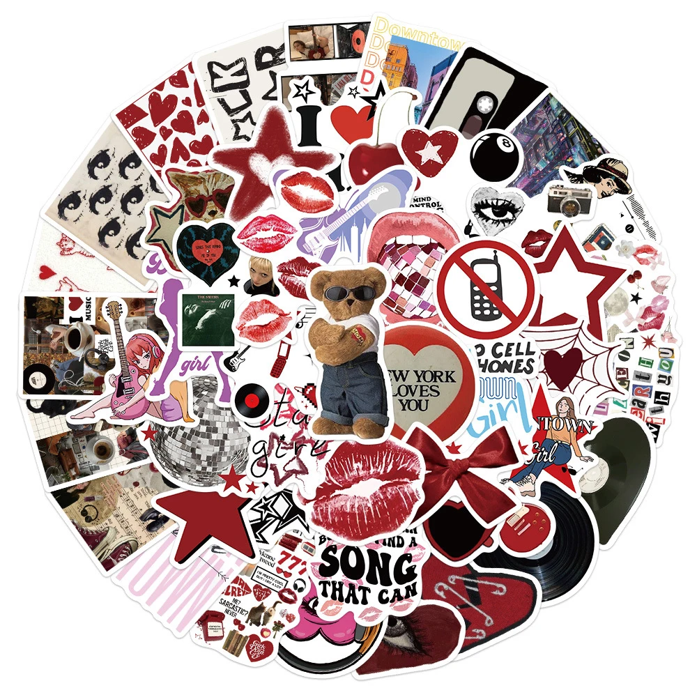 10/30/50pcs Cool Downtown Y2K Girls Stickers Trend Cartoon Decals Decoration DIY Skateboard Laptop Phone Bike Graffiti Kids Toys