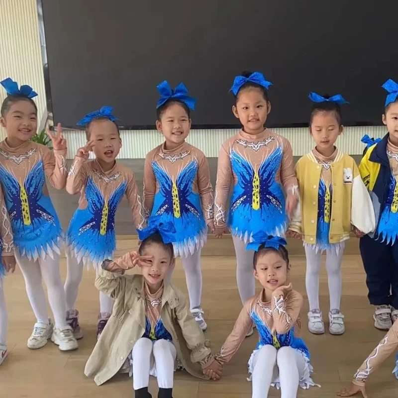 Jazz Dance Performance Cheerleader Costume Kids Clothes Children Clothing Sports Aerobics Girls Dress Dance Wear Stage Elegant