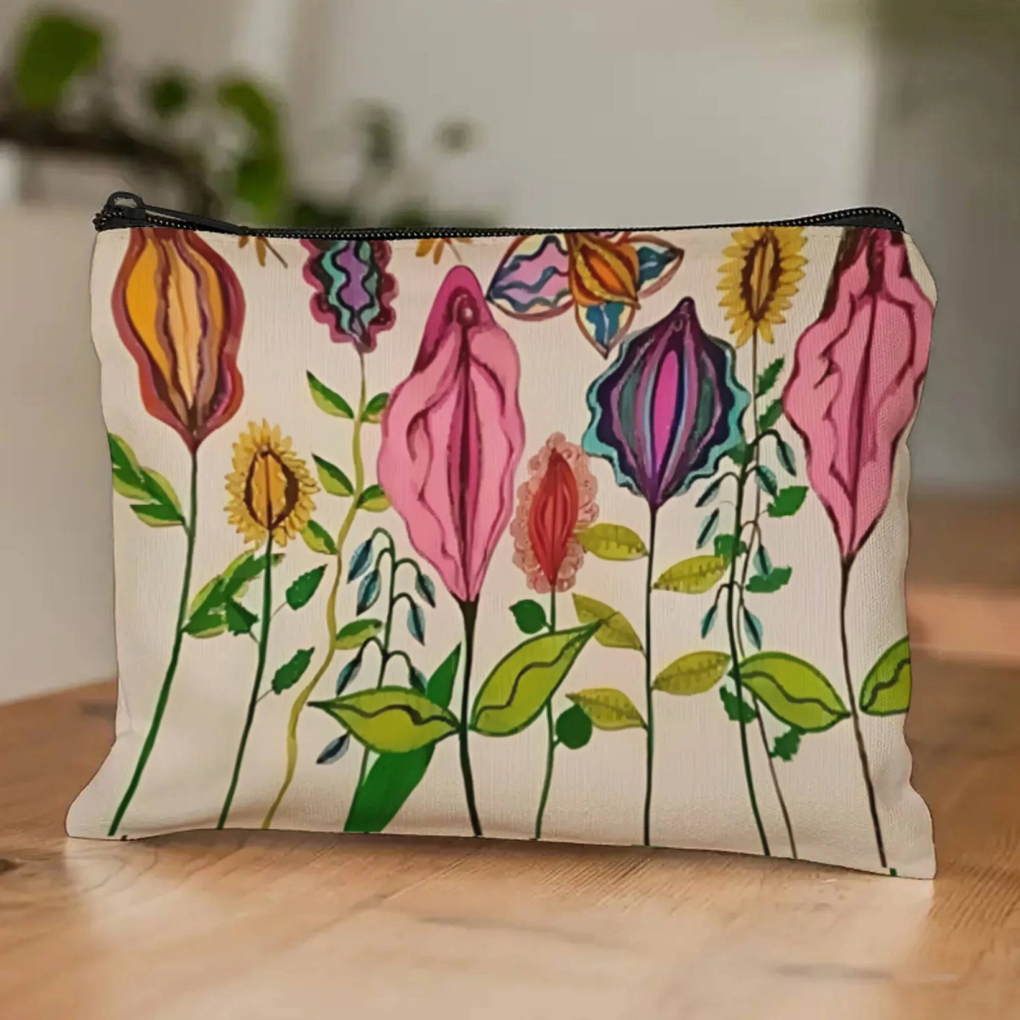 Celebrating Birth Ceremony Watercolor Uterus & Flowers Cosmetic Pouch Aesthetic Gift for OBGYNs Midwives and Art Aficionados