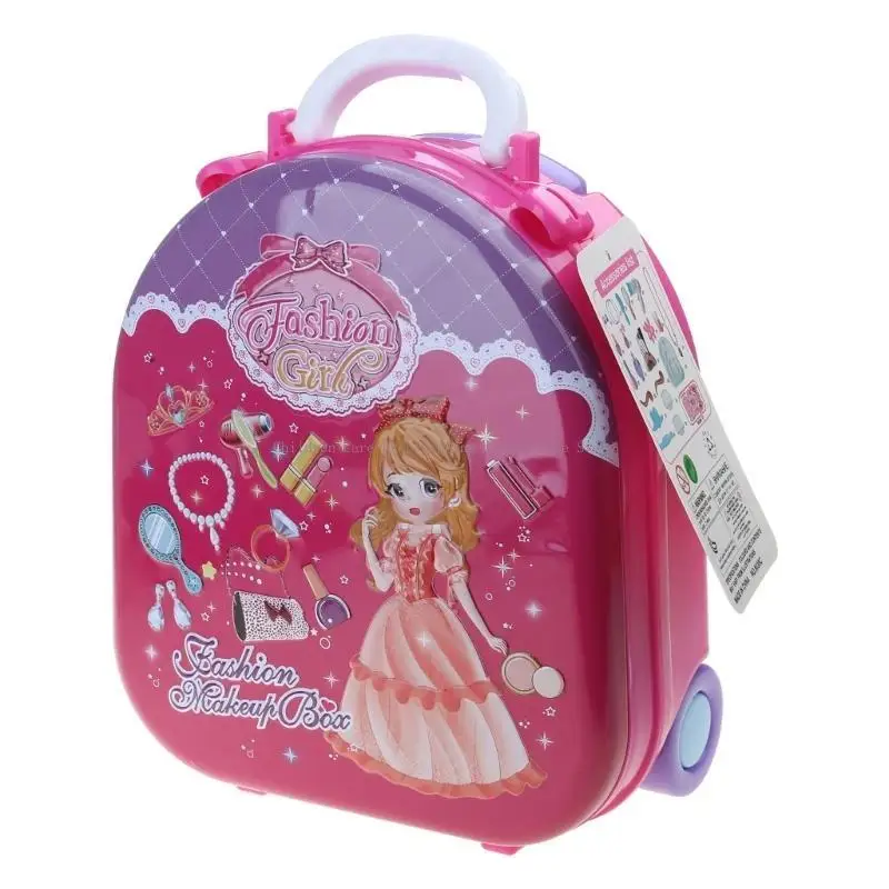 Kinder Make -up tun Make -up für Kleinkindmädchen gefälschte Make -up mit Little Girl Koffer Spielzeuggeschenk für Mädchen