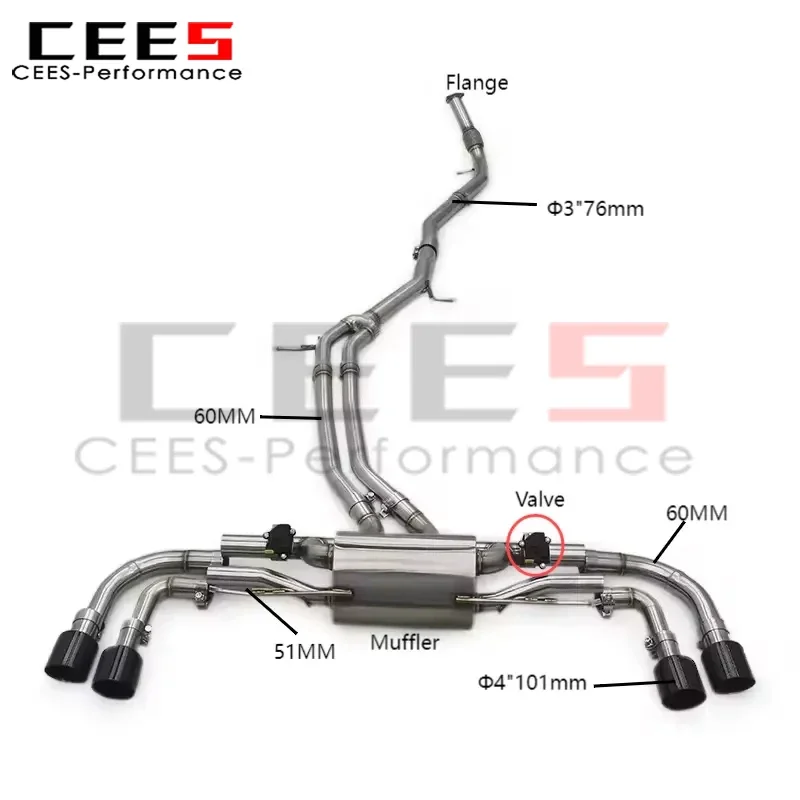 

CEES Valvetronic Catback Exhaust for Porsche Cayenne E3 3.0T 2018-2023 Stainless Steel Exhaust Pipe Muffler Escape Auto Parts