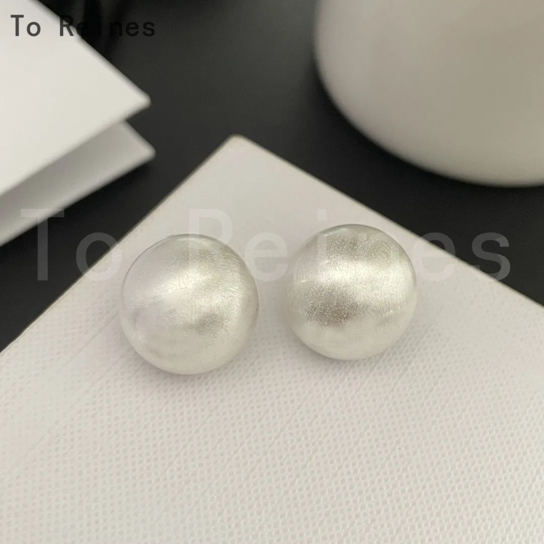 To Reines European Style Punk Fashion Geometric Half Metal Big Ball Round Stud Earring For Women Girls Party Clothes Accessories