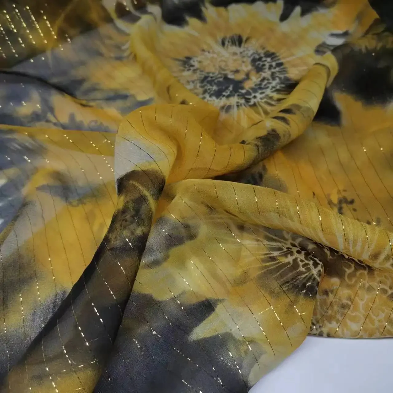 New Silk Fabric For Saree Sudan Toub Silk Lurex Metallic 8mm Somalia Dirac Cosplay Dancing Floral Soie