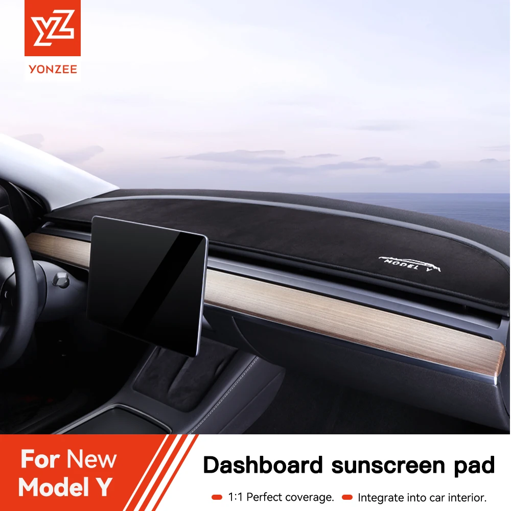 

YZ Suede Leather Dashmat Car Dashboard Cover Pad Dash Mat SunShade Carpet Accessories For Tesla Model Y Juniper 2025