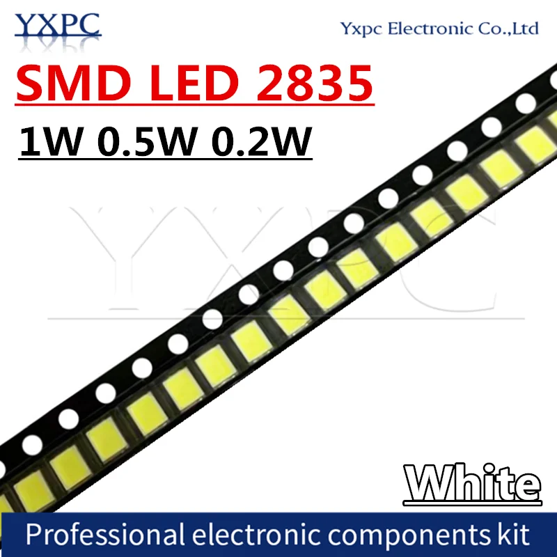 100 sztuk wysokiej jasności LED SMD 2835 1W 0.5W 0.2W biały 3V 6V 9V 18V 36V 150MA/100MA/30MA/60MA/80MA 6000-6500K dioda podświetlenia