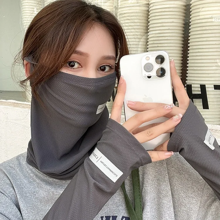 وشاح حريري ثلجي صيفي لركوب الدراجات في الهواء الطلق للرجال والنساء، غطاء وجه واقي من الشمس واقٍ من الأشعة فوق البنفسجية مع شريط للأذن، قناع لف الرقبة #6