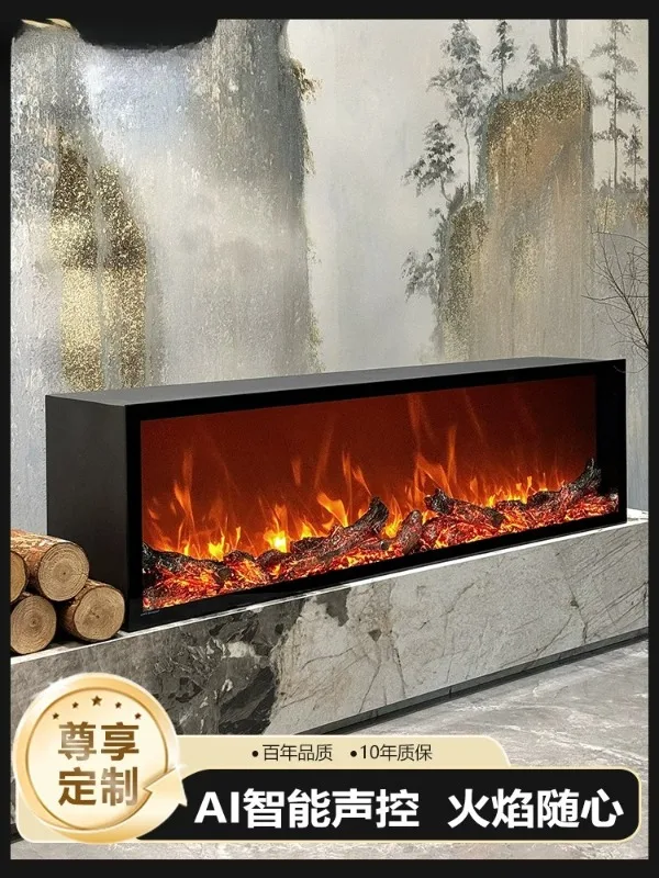 3D electronic fireplace core embedded electronic home decoration cabinet living room simulation fake flame tempered glass surfac