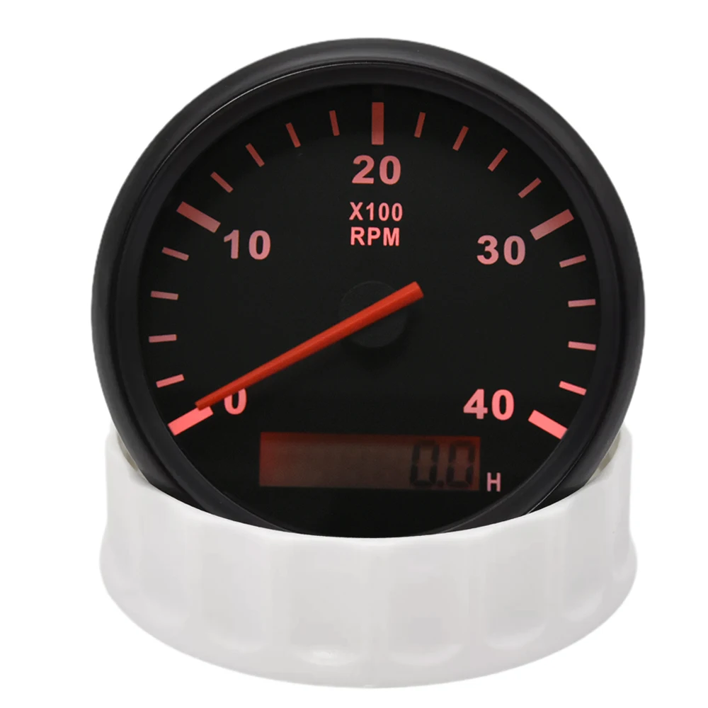 85mm Tachometer Gauge Meter 0~4000RPM With Hourmeter For Marine Boat Yacht Red LED Backlight 12V/24V  Tacho Gauge