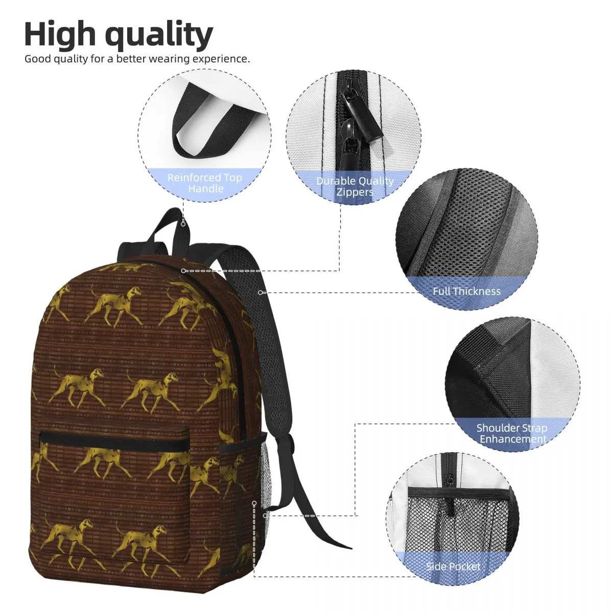 Greyhound Whippet Sighthound Dog Azawakh On African Backpack Daypack Kids BookBag School Bag Shoulder Bags for Men Women