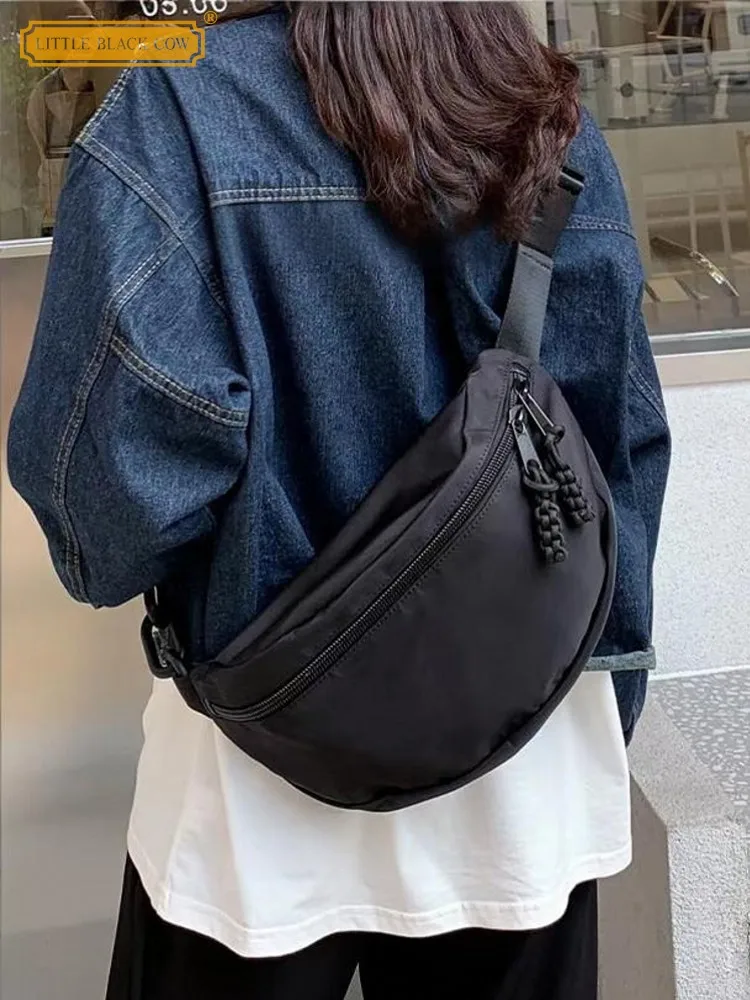 New Fashion Office Ladies Designer Black Outside Zipper Canvas Travel Shoulder Bag Vintage Casual Womens Elegant Crossbody Bags