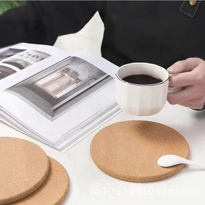 

Eco-Friendly Cork Dining Table Mat Non-Slip Heat Insulation round Shape Silent Bowl Cup Mat for Household Office Desk